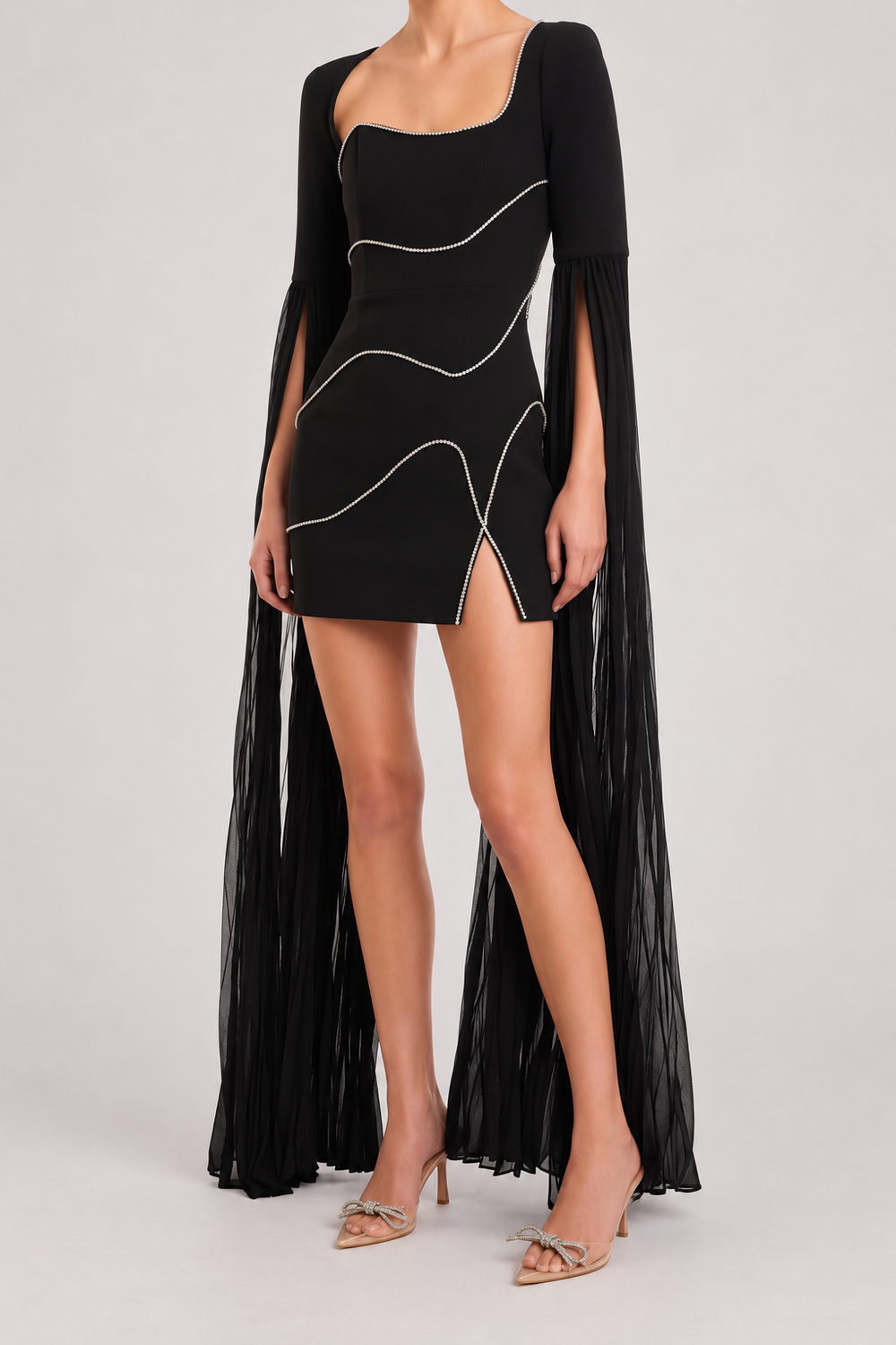 Crystal Cape Bandage Mini Dress